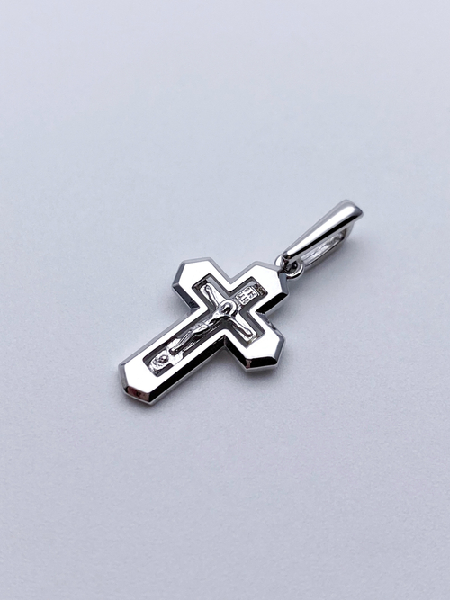 Крест из серебра/Родий/С подвижным ухом