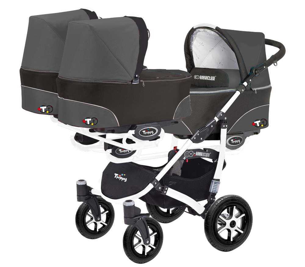 Коляска для тройни BabyActive Trippy Standart 2 в 1 White (Черный)