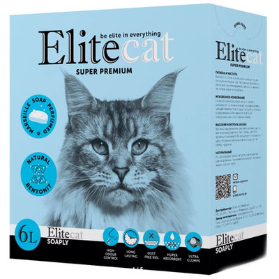 Elitecat наполнитель комкующийся с ароматом изысканного мыла "soaply", 6л / 5.1кг