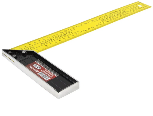 Угольник столярный стальной с алюминиевой пяткой 350мм КЕДР (1/12/120) 060-0350