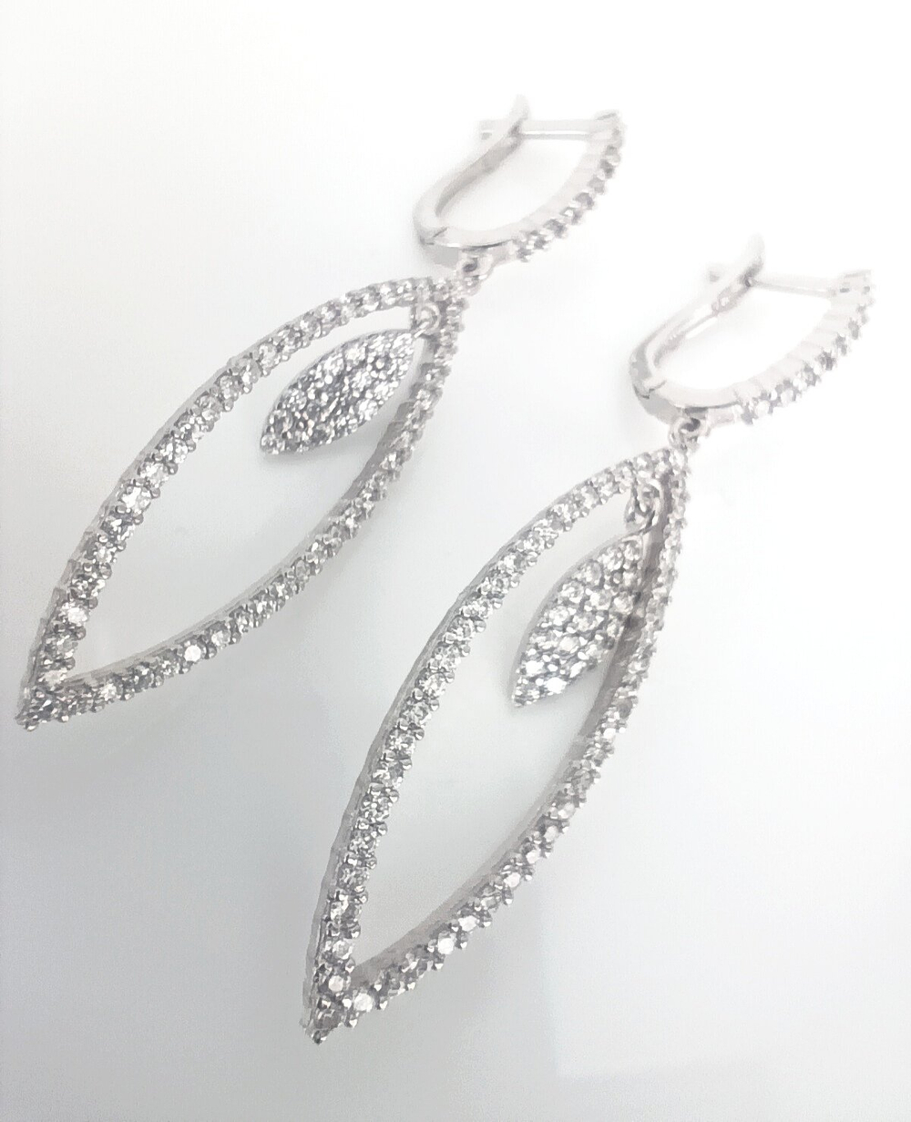 Серьги Эстерелла с подвесками и фианитами, серебро 925 пробы, родирование/Ф