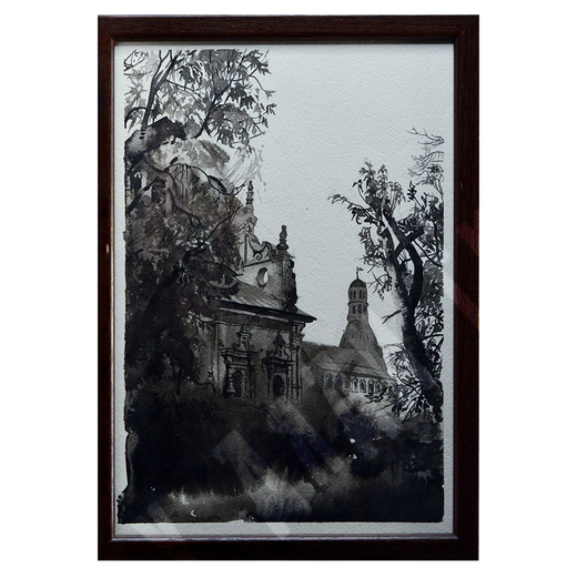 Шахматов Л.А. Монастырь. Тушь, бумага. Москва. 2018 г.