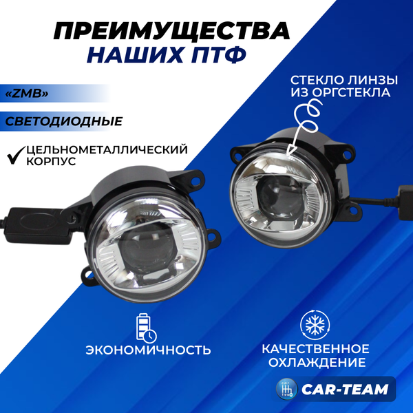Противотуманные фары (ПТФ) Лада Веста NG светодиодные с линзой "ZMB" WD-179