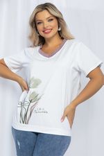 Блуза Лотус (бело-лиловая) Б13161-20М LT Collection (Акция)