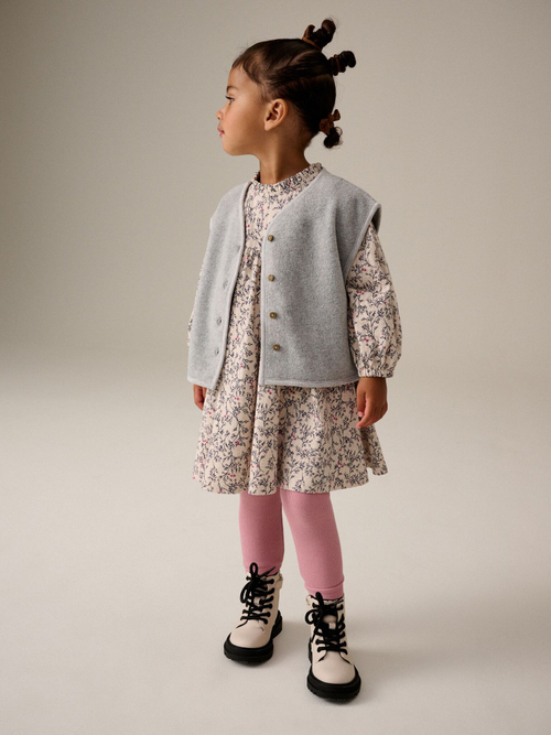 Платье и жилет в комплекте для девочки Next B61-981, Серый, Розовый