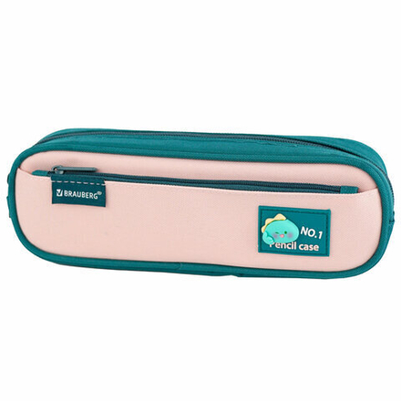 Пенал-футляр BRAUBERG, 2 отделения, 3D-элемент, полиэстер, "Fun dino", 23х8х5 см, 273572