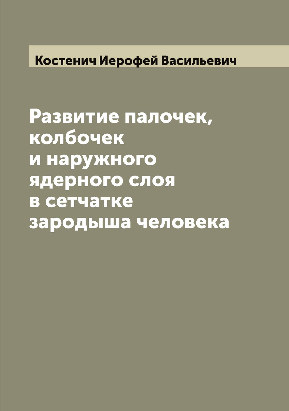 Развитие палочек, колбочек и наружного ядерного слоя в сетчатке зародыша человека | Костенич Иерофей Васильевич