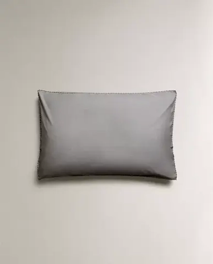ZARA HOME ДЕТСКАЯ ОДНОТОННАЯ НАВОЛОЧКА С ВЫШИВКОЙ, ЗЕЛЕНЫЙ
