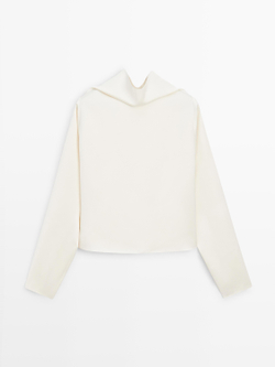 Massimo Dutti Топ свободного кроя с V-образным вырезом – STUDIO, натуральный/кремовый