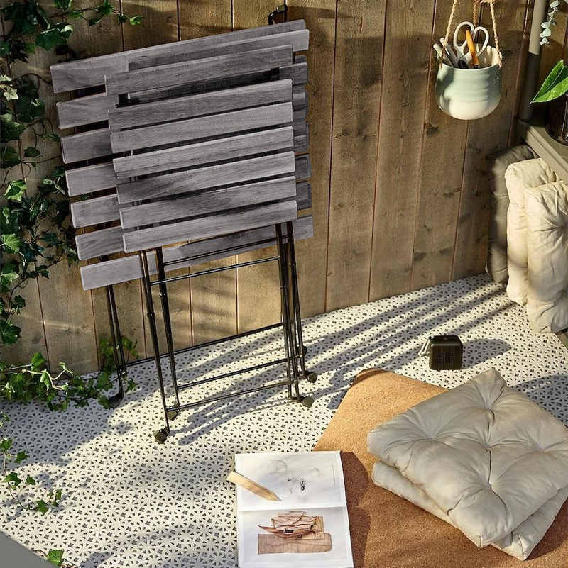 Стол раскладной 55х54х73, и 2 стула 39х28х79, Тэрно, кухонный, садовая мебель комплект, деревянные, графит, Dipriz