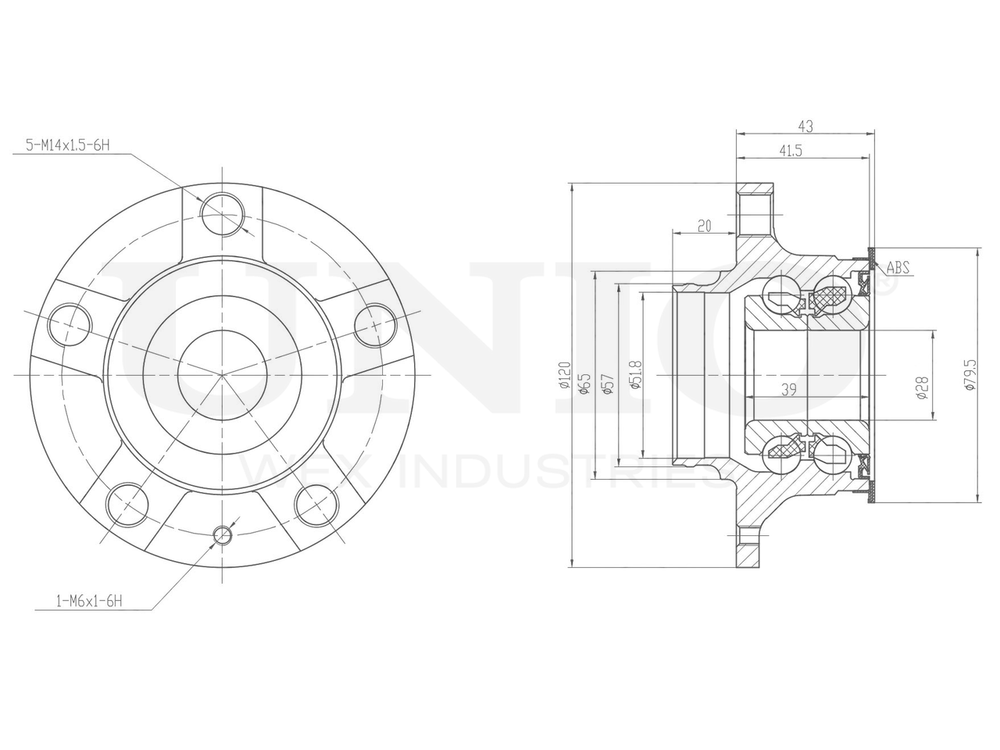 Ступица задняя (с ABS) UNIO HUB-20120