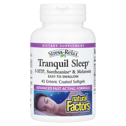Natural Factors, Stress-Relax, средство для спокойного сна, 45 капсул, покрытых кишечнорастворимой оболочкой