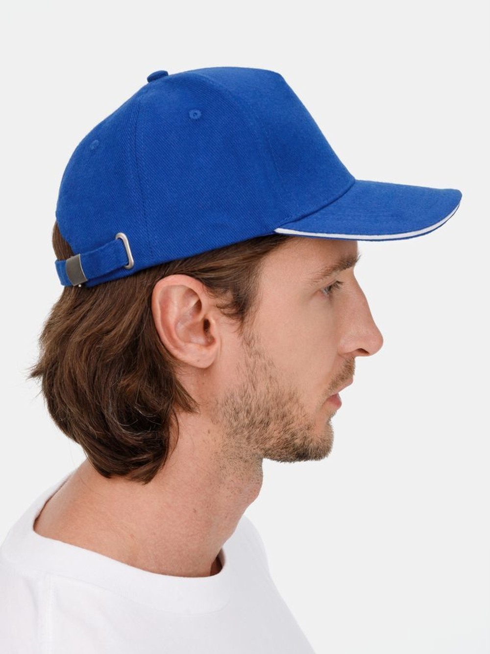 Бейсболка Long Beach, ярко-синяя с белым