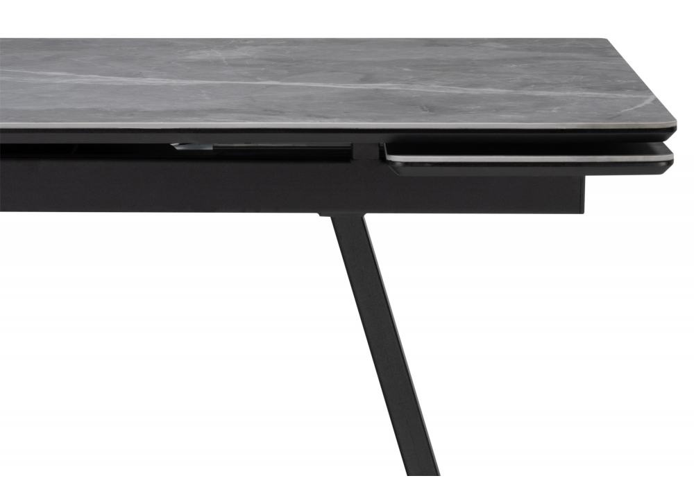 Керамический стол Woodville Керамический стол Памелла 140(200)х80 larka grey, черный, ножки черные