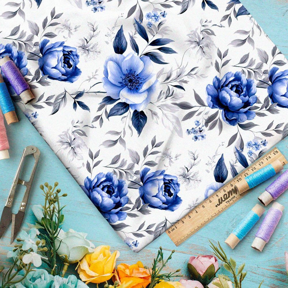 Ткань премиум шифон цветочная симфония