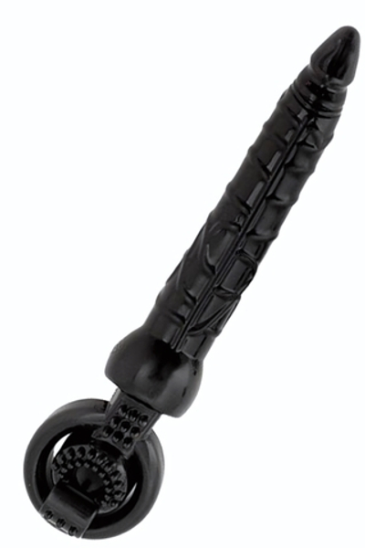 Черная вибронасадка Black&Red для двойного проникновения - 24 см. (Цвет: черный)