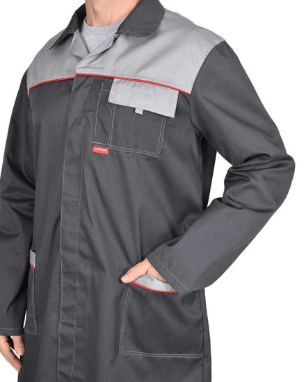 Халат "Сириус-Фаворит" (серый/с.серый/красный)