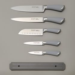 НАБОР НОЖЕЙ AGNESS "МОНБЛАН" 6 ПР.С МАГНИТНЫМ ДЕРЖАТЕЛЕМ И РУЧКОЙ ИЗ НЕРЖ.СТАЛИ