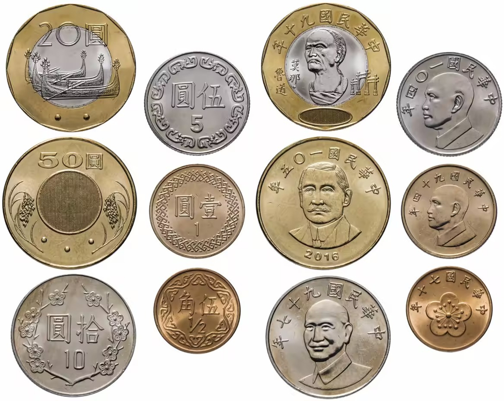 Тайвань 1981-2016 набор 6 монет UNC