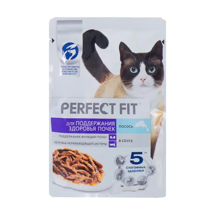 Влажный корм Perfect Fit для кошек лосось в соусе 75 гр