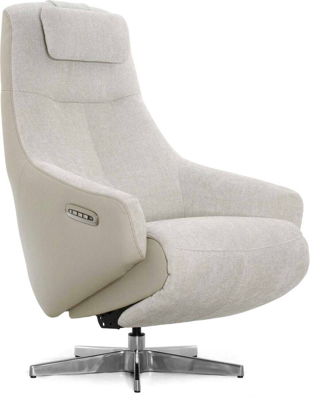 Кресло реклайнер Relax LIVE 4137, 3 мотора, обивка STEAM 101 BEIGE/TRIBU 0753-0855 PEARL, основание алюминий