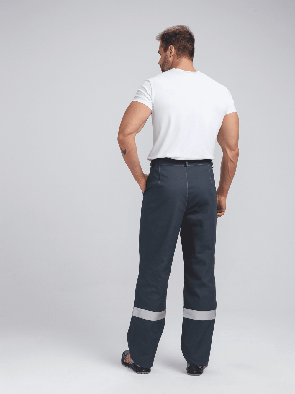 Костюм Бриготек-1 СОП (тк.Смесовая,260) брюки, т.серый/св.серый