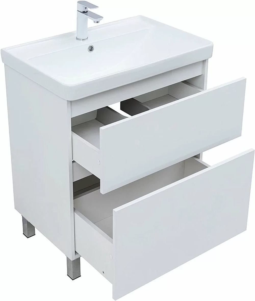 Тумба с раковиной Aquanet Вега 70 344122+329248 белая глянцевая