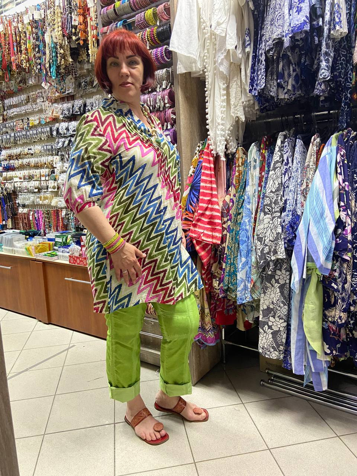 Блузка-туника с глубоким вырезом "Зигзаги", Хлопок 160764