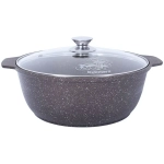 Кастрюля-жаровня 4л «Мраморная»(кофейный мрамор) со стеклянной крышкой жмк42а