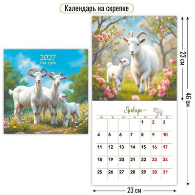 Календарь на скрепке 230х230 2027 "Символ года" 10096 (Квадра)