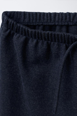 ZARA ЖАККАРДОВЫЕ БРЮКИ WIDE LEG, МОРСКОЙ СИНИЙ