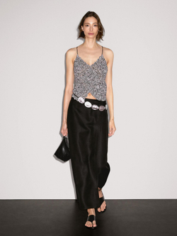 Massimo Dutti Длинная юбка-шорты из смесового льна, черный