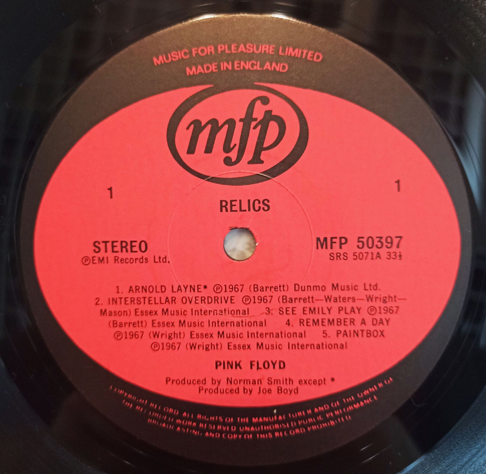 Винтажная виниловая пластинка LP Pink Floyd Relics (UK 1978)