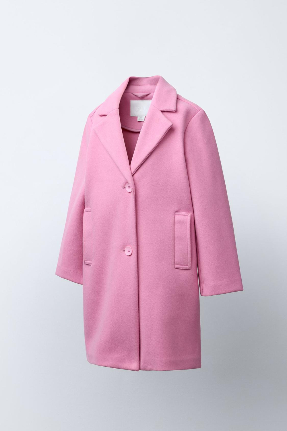 ZARA БАЗОВОЕ ПАЛЬТО ИЗ ШЕРСТЯНОЙ ТКАНИ, РОЗОВЫЙ