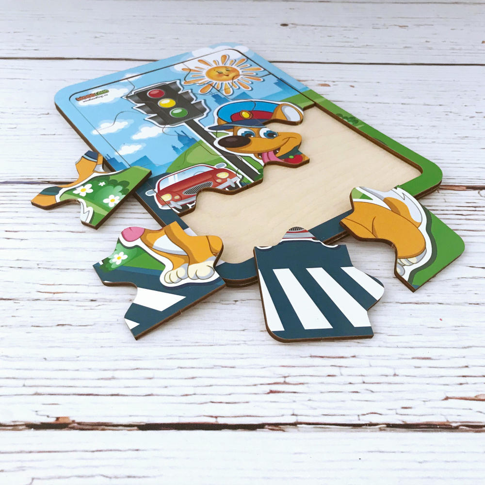 Деревянный пазл «Собачка-постовой» 12 деталей