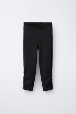 ZARA ЛЕГИНСЫ КАПРИ СО СБОРКОЙ, ЧЕРНЫЙ
