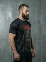 Футболка тренировочная мужская черная LEGENDA Русич красный