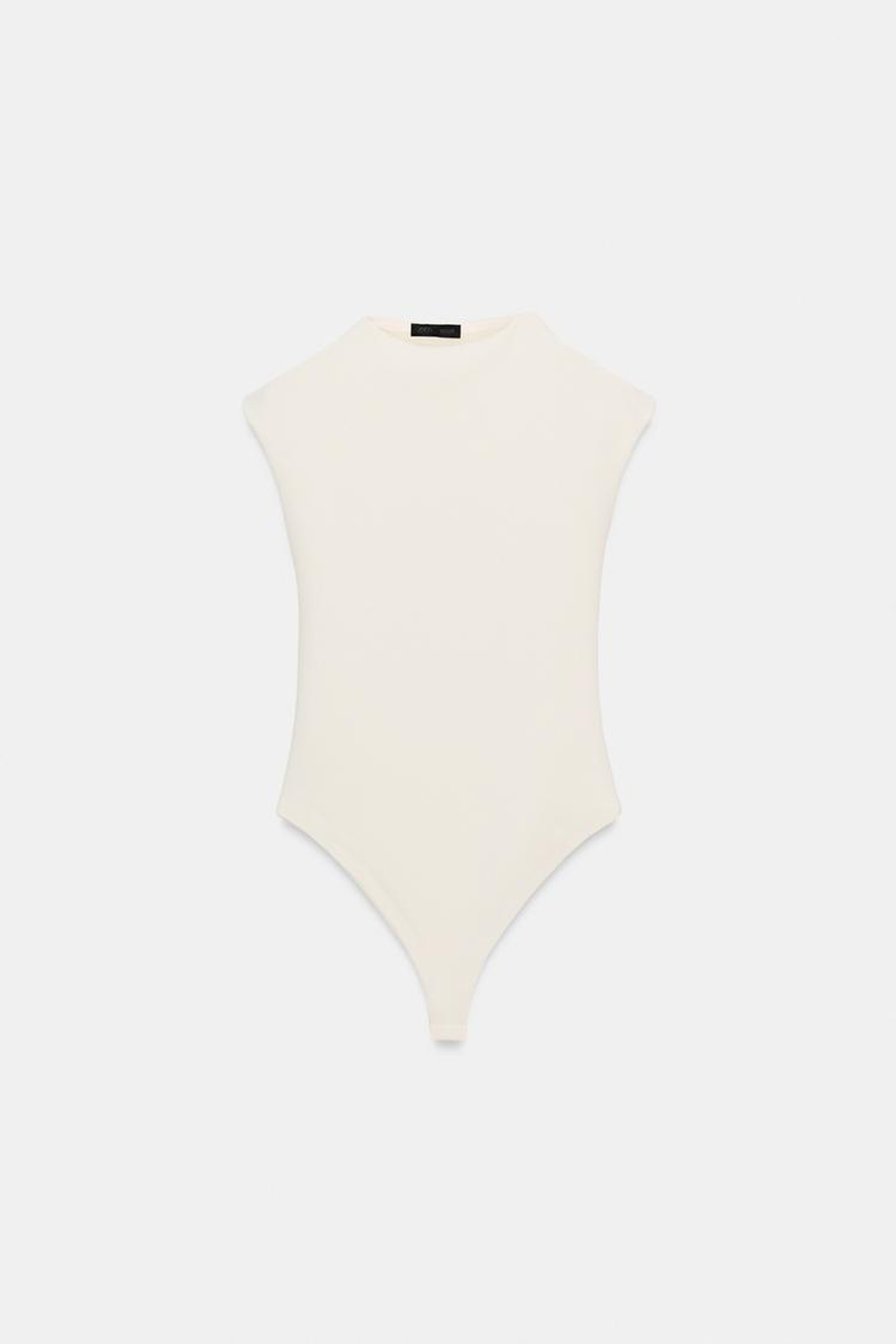 ZARA БОДИ С ВЫРЕЗАМИ ИЗ ЭЛАСТИЧНОЙ ТКАНИ, ЖЕЛТОВАТО-БЕЛЫЙ