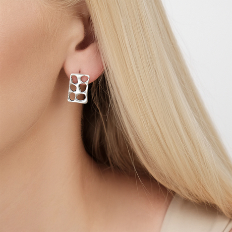 "Индиго" серьги в серебряном покрытии из коллекции "Гауди" с английским замком