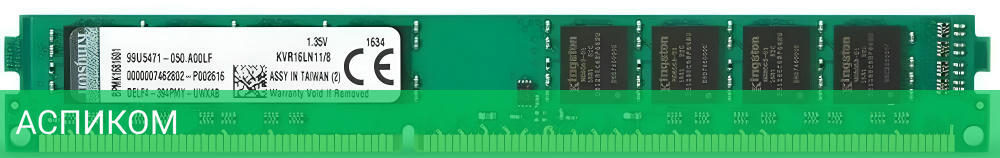 Оперативная память Kingston ValueRAM 8GB DDR3 PC3-12800 (KVR16LN11/8WP)
