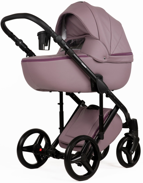 Детская коляска Adamex Luciano Deluxe 2 в 1 Q115-С (СИРЕНЬ ПУДРА 100% КОЖА+ЧЕРНАЯ РАМА)