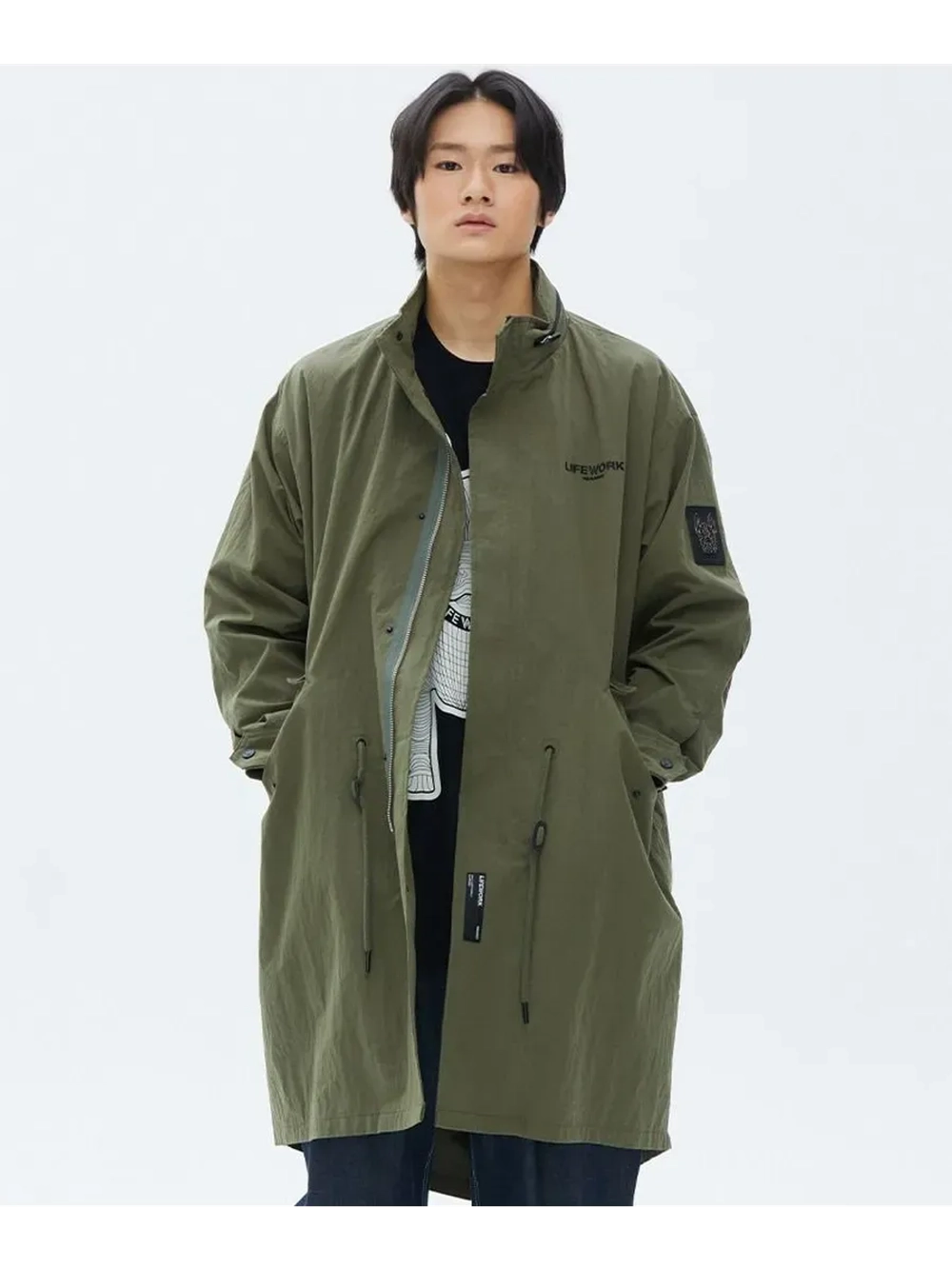 Удлиненная куртка с воротником-стойкой