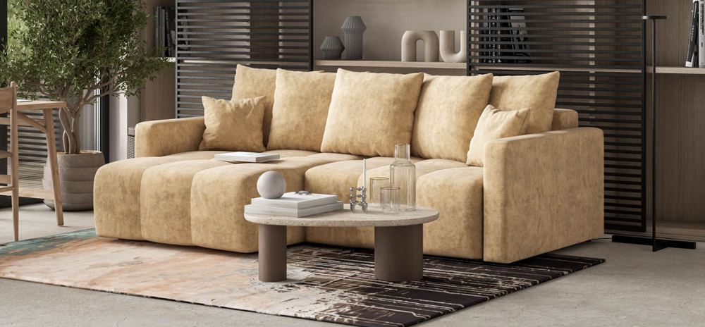 Угловой диван Босс Тренд Велюр Роял шампань