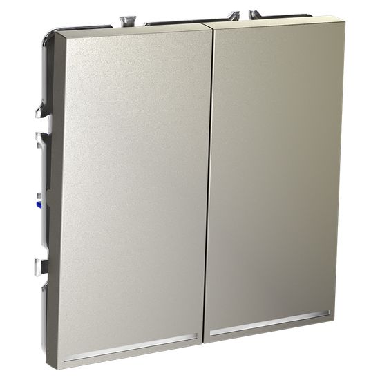 Выключатель встраиваемый VOLTUM S70 двухклавишный с подсветкой 10А, (шелк)