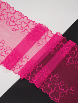 Вышивка на сетке фуксия неэластичная 23 см