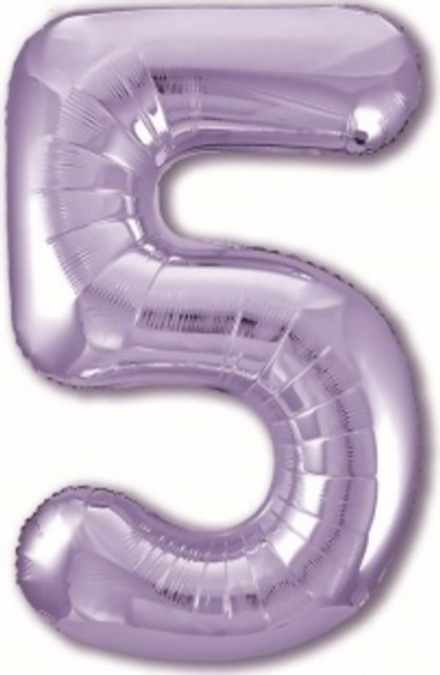 Аг 40''/102 см, Цифра Slim Сиреневый (Пастельный Фиолетовый) "5", 1 шт. (в упаковке)