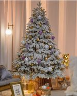 Заснеженная елка с гирляндой «Камчатская» теплый свет (Литая+пвх) 3,5 м