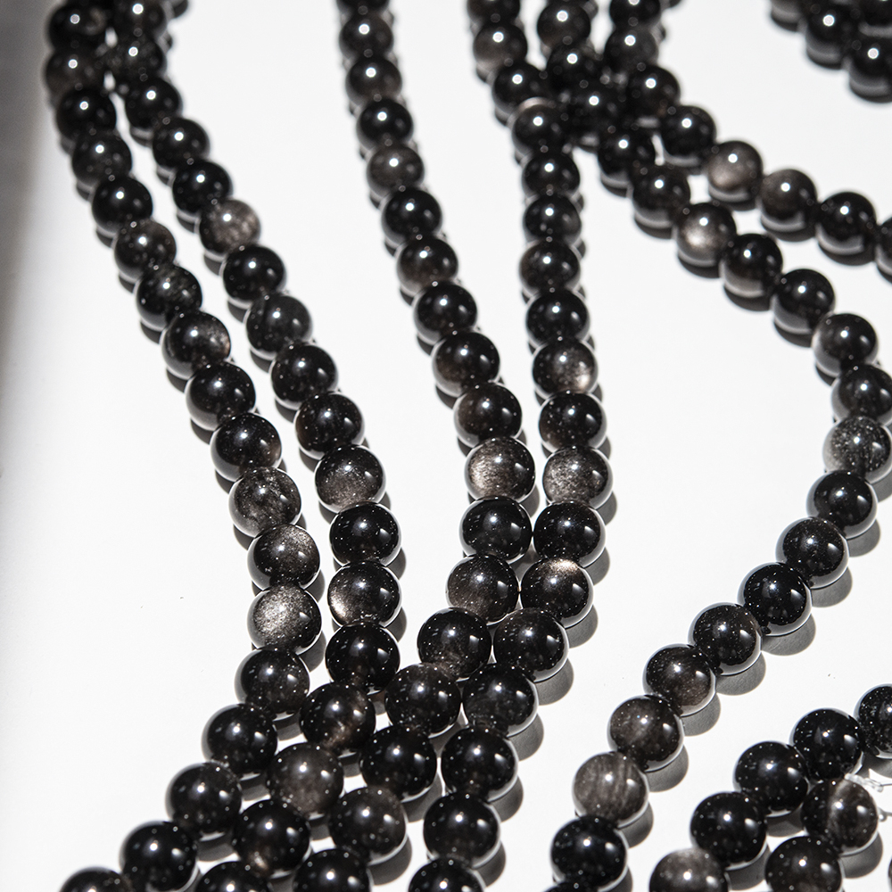 Серебристый обсидиан (Вулканическое стекло) натуральный, 6,5мм,шар