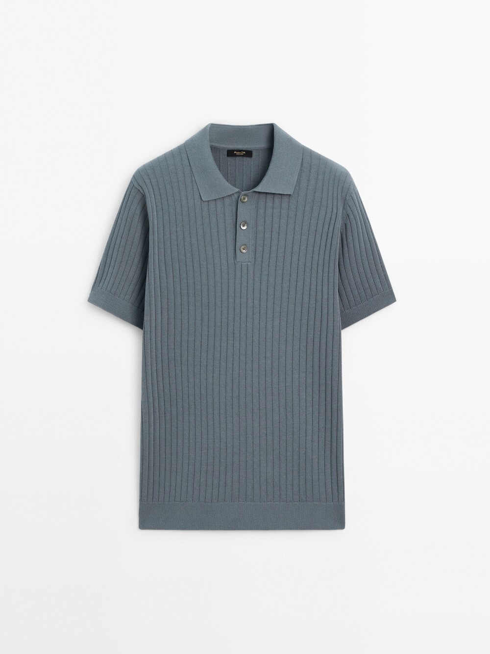 Massimo Dutti Поло в рубчик с короткими рукавами, серо-синий