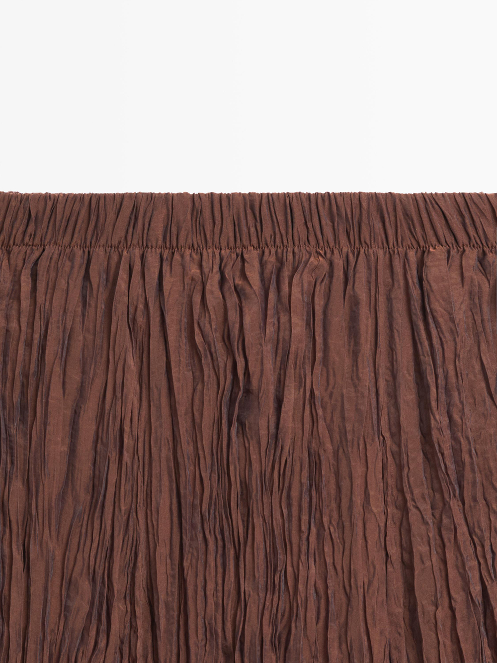 Massimo Dutti Плиссированная юбка-миди из органзы, карамельный